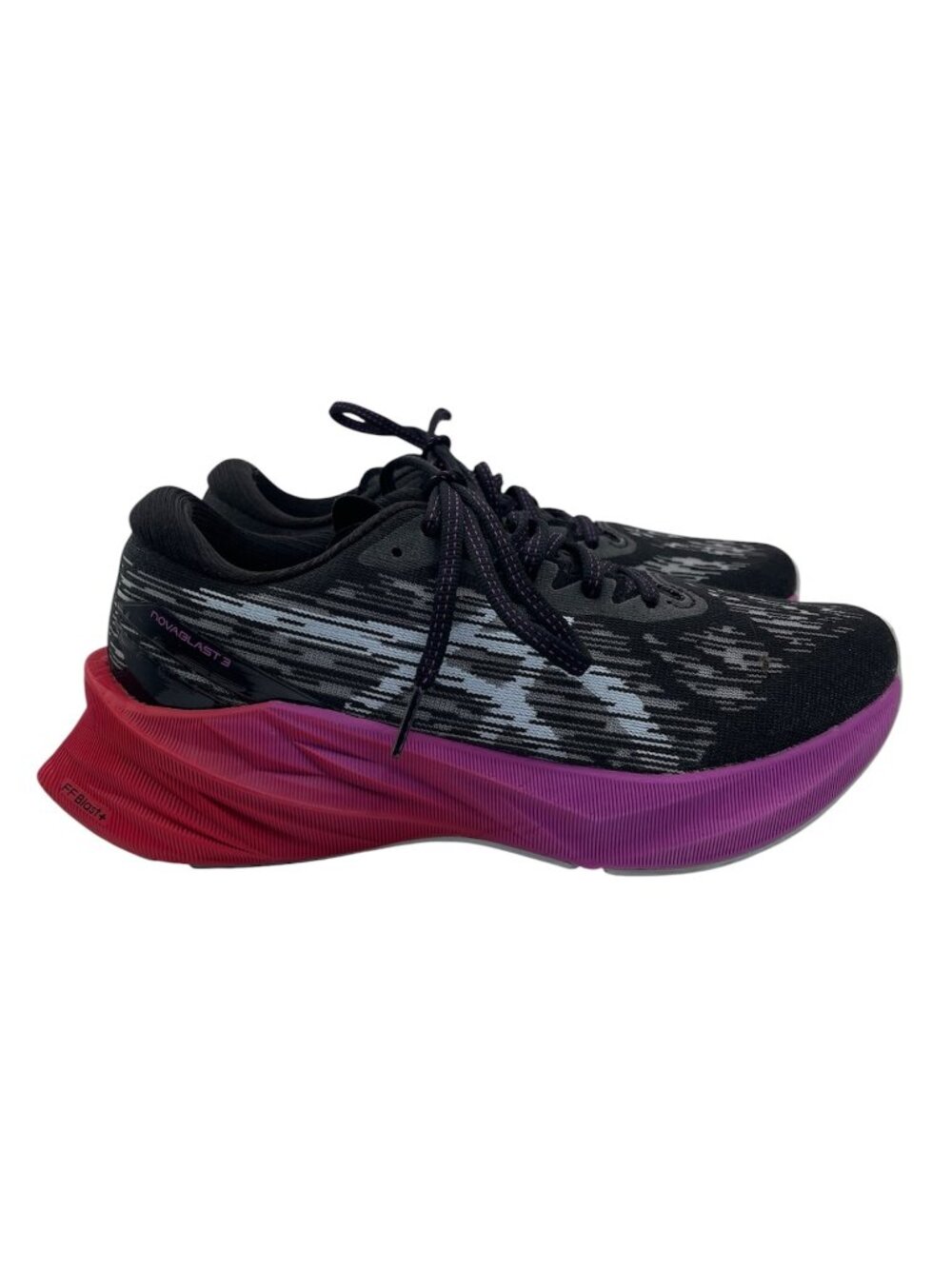 ASICS Novablast 3 Womens Size 7 Black Purple Running Athletic Gym Shoes Sneakers